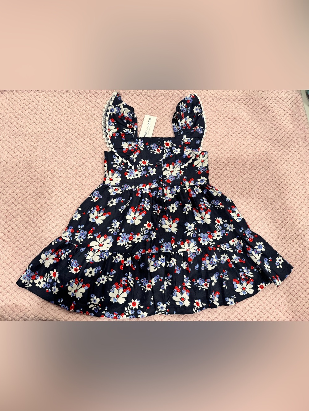 2T, Janie and Jack Navy Floral Tiered Sundress with Ruffle Straps